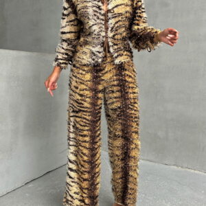 Zebra Tiger Patterned Trousers - Brown - Brand: Topshow - Women & Kids, Baby Clothes Wholesale - TheBS Women