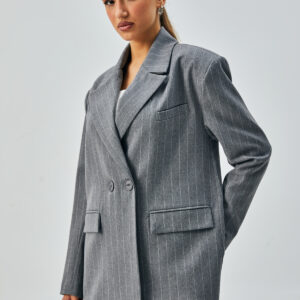 Wool Polyviscose Striped Double Breasted Buttoned Blazer Jacket 28076 - Brand: First Angels - Women & Kids, Baby Clothes Wholesale - TheBS Women