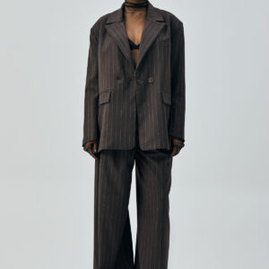 Wool Polyviscose Striped Double Breasted Buttoned Blazer Jacket 28076 - Brand: First Angels - Women & Kids, Baby Clothes Wholesale - TheBS Women