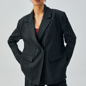 Wool Polyviscose Striped Double Breasted Buttoned Blazer Jacket 28076 - Brand: First Angels - Women & Kids, Baby Clothes Wholesale - TheBS Women