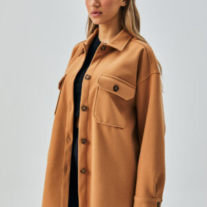 Cachet Pocket Buttoned Wide Cut Shirt Jacket 28150 - Brand: First Angels - Women & Kids, Baby Clothes Wholesale - TheBS Women