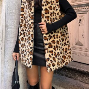 Leopard Plush Wide Cut Vest 28308 - Brand: First Angels - Women & Kids, Baby Clothes Wholesale - TheBS Women