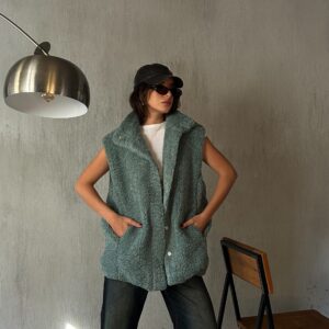 Green Hidden Snap Detail Lined Plush Vest 28267 - Brand: First Angels - Women & Kids, Baby Clothes Wholesale - TheBS Women