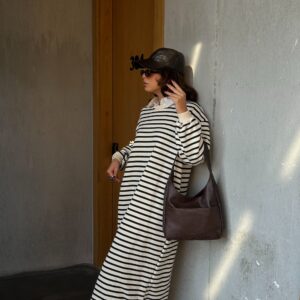 Black Striped 3 Thread Non-raised Long Oversize Dress 28288 - Brand: First Angels - Women & Kids, Baby Clothes Wholesale - TheBS Women