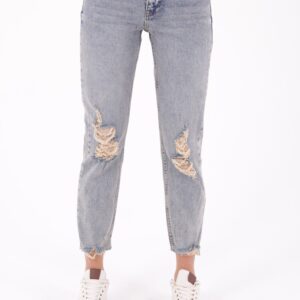 Laser Seamless High Waist Mom Fit Jeans - Blue - Brand: XLove - Women & Kids, Baby Clothes Wholesale - TheBS Women