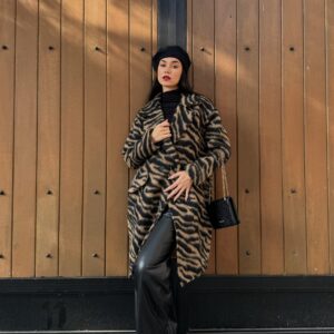 Zebra Patterned Raised Lined Cachet Coat 26207 - Brand: First Angels - Women & Kids, Baby Clothes Wholesale - TheBS Women