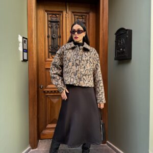 Leopard Pattern Raised Cachet Short Coat 28126 - Brand: First Angels - Women & Kids, Baby Clothes Wholesale - TheBS Women