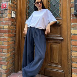 Wide Cut Raised Polyviscose Pleated Trousers 28261 - Brand: First Angels - Women & Kids, Baby Clothes Wholesale - TheBS Women