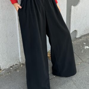 Wide Cut Raised Polyviscose Pleated Trousers 28261 - Brand: First Angels - Women & Kids, Baby Clothes Wholesale - TheBS Women