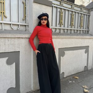 Wide Cut Raised Polyviscose Pleated Trousers 28261 - Brand: First Angels - Women & Kids, Baby Clothes Wholesale - TheBS Women