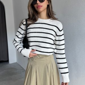 Striped Sweater - Black & - Brand: Cream Rouge - Women & Kids, Baby Clothes Wholesale - TheBS Women