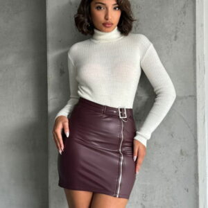F0125 Zippered Leather Skirt - Brand: Topshow - Women & Kids, Baby Clothes Wholesale - TheBS Women