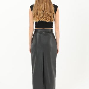 Women's Front Slit Leather Skirt - Brand: Puane - Women & Kids, Baby Clothes Wholesale - TheBS Women