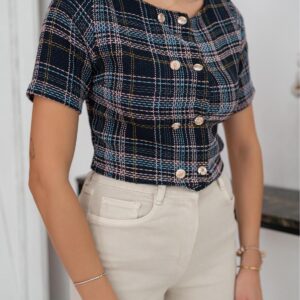 Black Striped And Buttoned Blouse - Brand: Elisa - Women & Kids, Baby Clothes Wholesale - TheBS Women