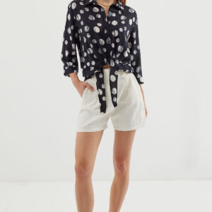 Tie Front Patterned Shirt - Brand: Bigdart - Women & Kids, Baby Clothes Wholesale - TheBS Women