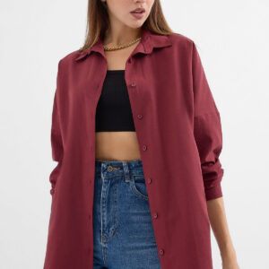 Oversize Long Basic Shirt - Plum - Brand: Bigdart - Women & Kids, Baby Clothes Wholesale - TheBS Women