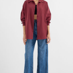 Oversize Long Basic Shirt - Plum - Brand: Bigdart - Women & Kids, Baby Clothes Wholesale - TheBS Women