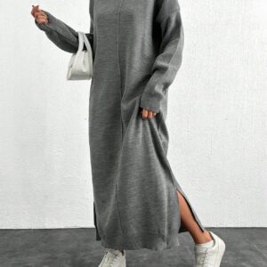 Myf10158 - Knitted Stitched Dress - Gray - Brand: My Fashion - Women & Kids, Baby Clothes Wholesale - TheBS Women