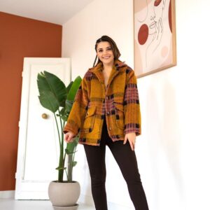 Women's Plaid Buttoned Coat - Multicolored - Brand: Elisa - Women & Kids, Baby Clothes Wholesale - TheBS Women