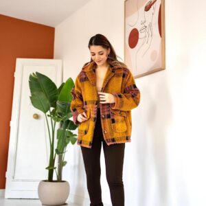 Women's Plaid Buttoned Coat - Multicolored - Brand: Elisa - Women & Kids, Baby Clothes Wholesale - TheBS Women