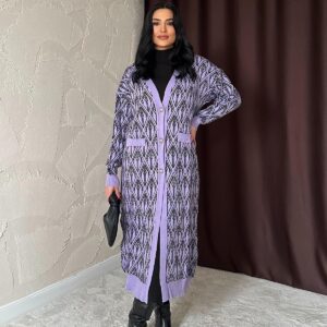 Buttoned Knitwear Cardigan - Lilac - Brand: Elisa - Women & Kids, Baby Clothes Wholesale - TheBS Women