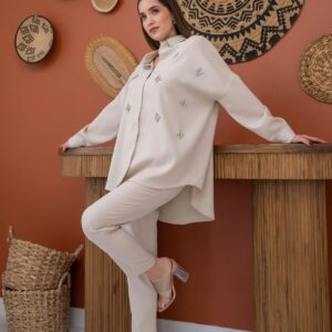 Ribbed Shirt With Stones - Brand: Elisa - Women & Kids, Baby Clothes Wholesale - TheBS Women