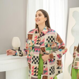 Patterned Quilted Pocket Shirt - Brand: Elisa - Women & Kids, Baby Clothes Wholesale - TheBS Women