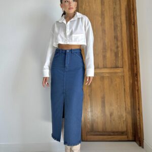 Poplin Shirt With Detachable Waist - White - Brand: Elisa - Women & Kids, Baby Clothes Wholesale - TheBS Women