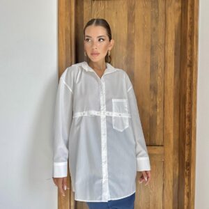 Poplin Shirt With Detachable Waist - White - Brand: Elisa - Women & Kids, Baby Clothes Wholesale - TheBS Women