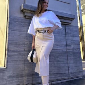 Slit Ornamental Placket Skirt - Bone - Brand: Elisa - Women & Kids, Baby Clothes Wholesale - TheBS Women