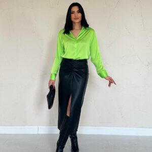 Satin Shirt - Neon - Brand: Elisa - Women & Kids, Baby Clothes Wholesale - TheBS Women