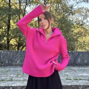 Zippered And Turtleneck Knitwear Sweater - Brand: Elisa - Women & Kids, Baby Clothes Wholesale - TheBS Women