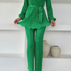 Pleated Belted Suit - Brand: Elisa - Women & Kids, Baby Clothes Wholesale - TheBS Women