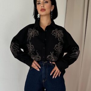 Flared Linen Embroidered Sequin Shirt - Brand: Elisa - Women & Kids, Baby Clothes Wholesale - TheBS Women