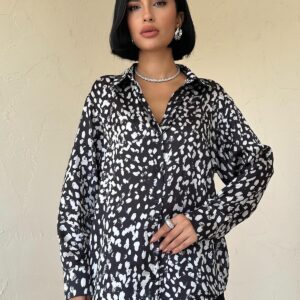 Leopard Print Satin Shirt - Brand: Elisa - Women & Kids, Baby Clothes Wholesale - TheBS Women