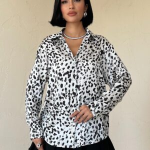 Leopard Print Satin Shirt - Brand: Elisa - Women & Kids, Baby Clothes Wholesale - TheBS Women