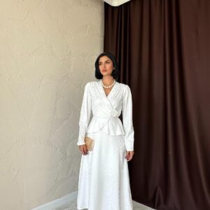 Pleated Detailed Double Breasted Dress - Ecru - Brand: Elisa - Women & Kids, Baby Clothes Wholesale - TheBS Women