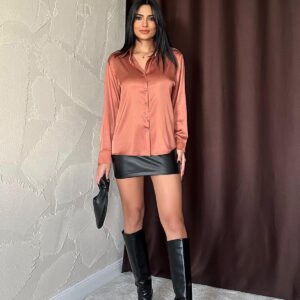 Brick Satin Shirt - Brand: Elisa - Women & Kids, Baby Clothes Wholesale - TheBS Women