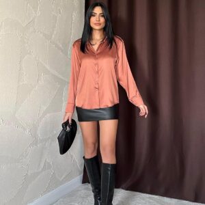 Brick Satin Shirt - Brand: Elisa - Women & Kids, Baby Clothes Wholesale - TheBS Women