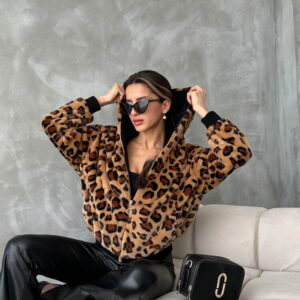 Plush Coat With Leopard Look - Brand: Topshow - Women & Kids, Baby Clothes Wholesale - TheBS Women