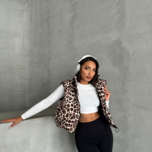 Leopard Patterned Vest - Stone - Brand: Topshow - Women & Kids, Baby Clothes Wholesale - TheBS Women