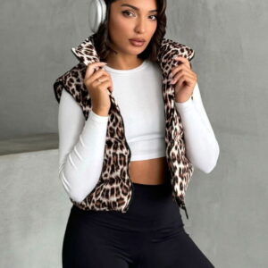 Leopard Patterned Vest - Stone - Brand: Topshow - Women & Kids, Baby Clothes Wholesale - TheBS Women