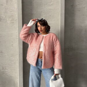 Glittery Fringed Cardigan - Powder - Brand: Topshow - Women & Kids, Baby Clothes Wholesale - TheBS Women