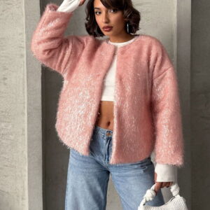 Glittery Fringed Cardigan - Powder - Brand: Topshow - Women & Kids, Baby Clothes Wholesale - TheBS Women