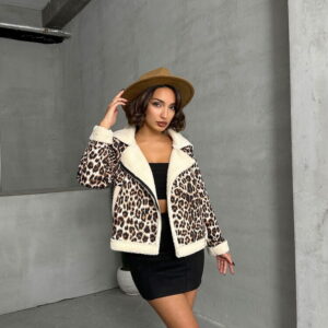 Leopard Patterned Plush Coat - Brown - Brand: Topshow - Women & Kids, Baby Clothes Wholesale - TheBS Women