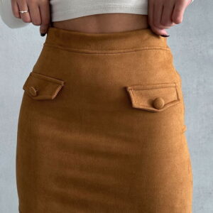 Pocket Skirt - Tan - Brand: Topshow - Women & Kids, Baby Clothes Wholesale - TheBS Women