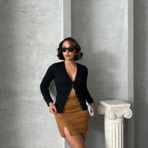 Suede Slit Skirt - Tan - Brand: Topshow - Women & Kids, Baby Clothes Wholesale - TheBS Women