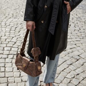 Leather Fabric Waist Belted Women's Trench Coat - Brand: Levure - Women & Kids, Baby Clothes Wholesale - TheBS Women