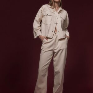 Metal Detailed Jacket - Stone - Brand: Levure - Women & Kids, Baby Clothes Wholesale - TheBS Women