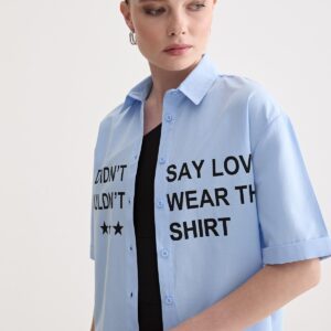 Printed Detailed Oversize Shirt - Brand: Levure - Women & Kids, Baby Clothes Wholesale - TheBS Women